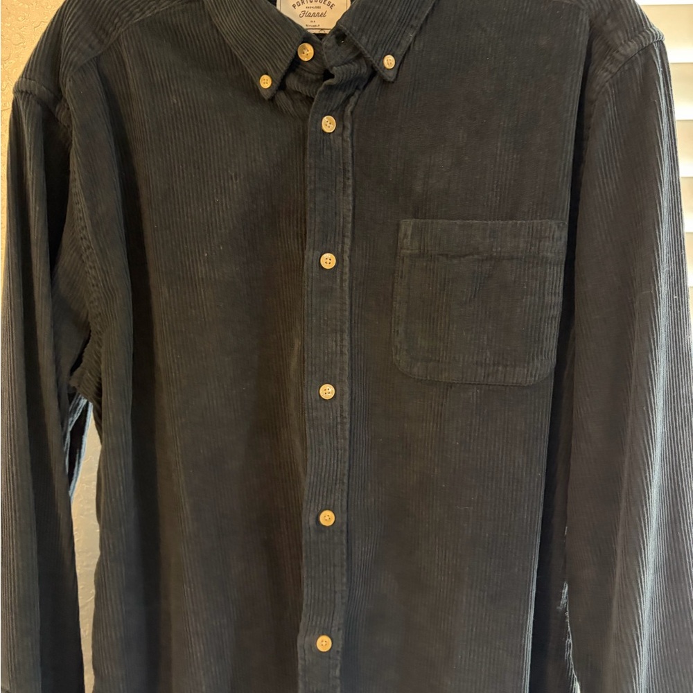 Portuguese Flannel Navy Corduroy Button-Down Shirt